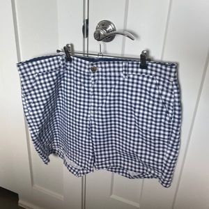 NWOT navy and white plaid shorts